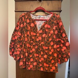 Sonoma Floral V-Neck Corduroy Babydoll Top